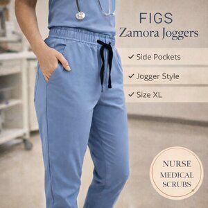 Figs Women's Jogger Scrub Pants Blue Medical SZXL Workwear Pockets Nurse Uniform